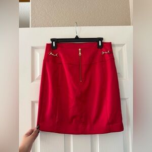 NWOT Vintage Express Design Studio Red Gold Zipper Skirt